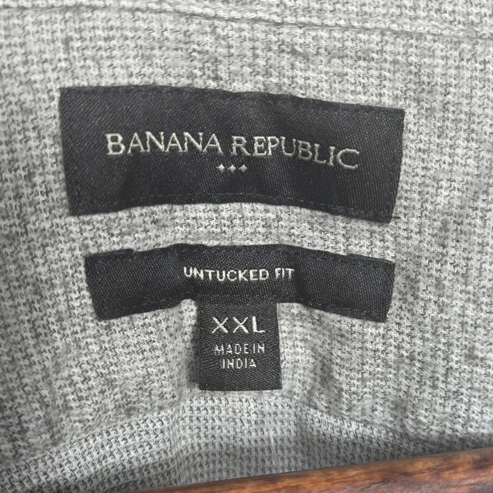 Banana Republic Mens XXL Slim Fit Untucked Fit Classicu Quiet Luxury‎ Grey NWT